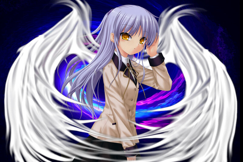 Anime Girl with Wings — White, Dramatic, School Uniform