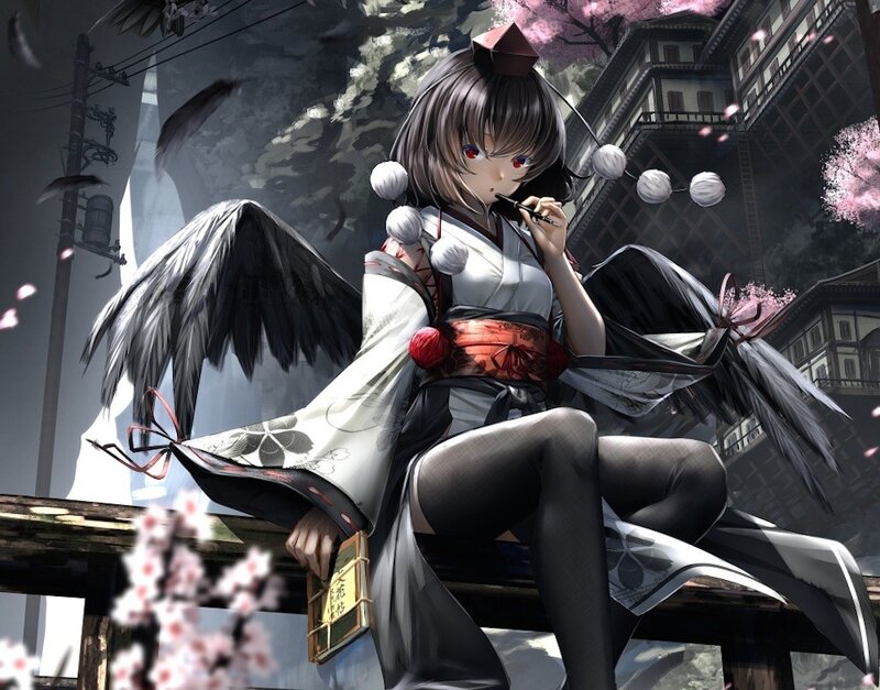 Anime Girl with Wings — White, Dramatic, Spring