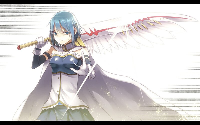 Anime Girl with Wings — White, Dramatic, Sword, Cape