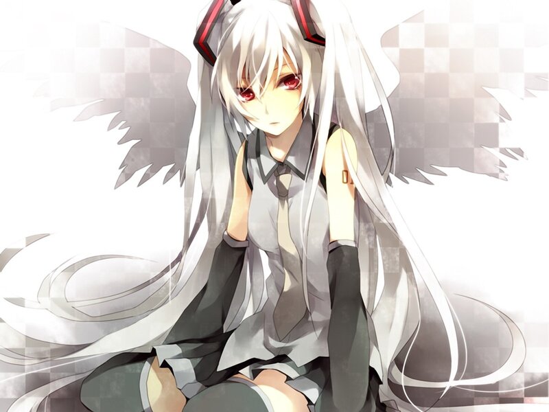 Anime Girl with Wings — White, Dramatic, White Hair
