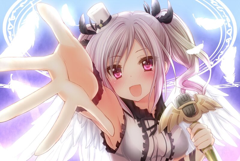 Anime Girl with Wings — White, Energetic