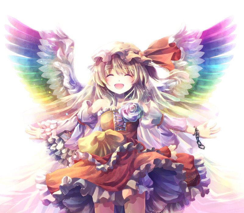 Anime Girl with Wings — White, Joyful