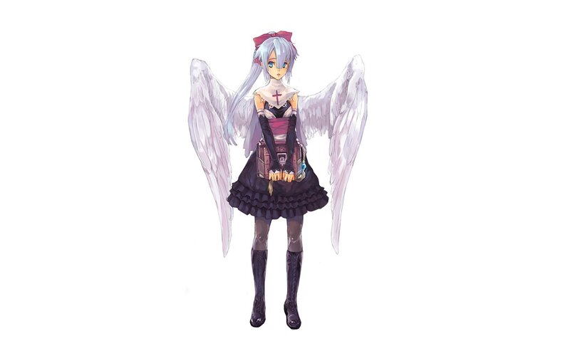 Anime Girl with Wings — White, Neutral, Digital Art, Dress