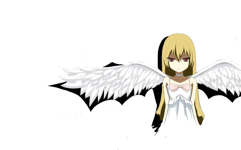 Anime Girl with Wings — White, Neutral, Dress, Blonde Hair