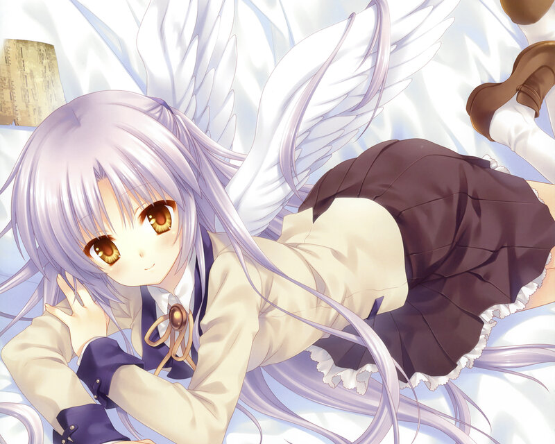 Anime Girl with Wings — White, Peaceful