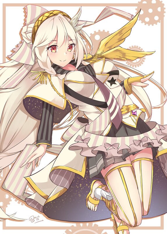 Anime Girl with Wings — White, Playful, Digital Art, Gears