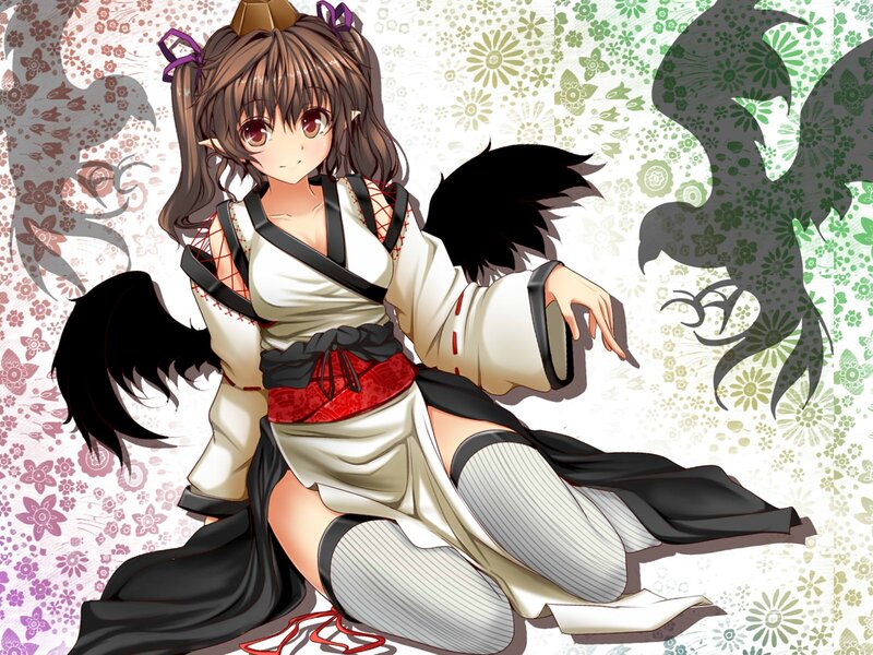 Anime Girl with Wings — White, Playful, Pigtails