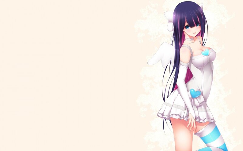 Anime Girl with Wings — White, Playful