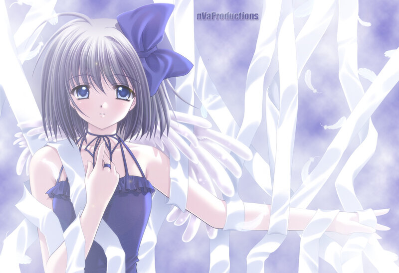 Anime Girl with Wings — White, Serene, Bow