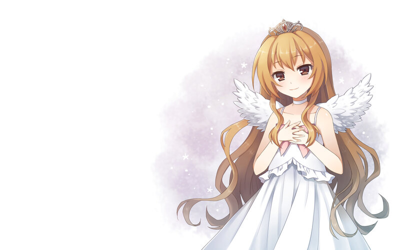 Anime Girl with Wings — White, Serene, Crown, Dress