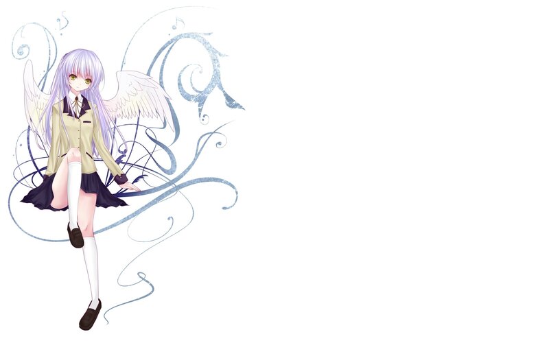 Anime Girl with Wings — White, Serene, Digital Art, School Uniform