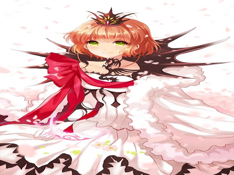 Anime Girl with Wings — White, Serene, Spring, Crown