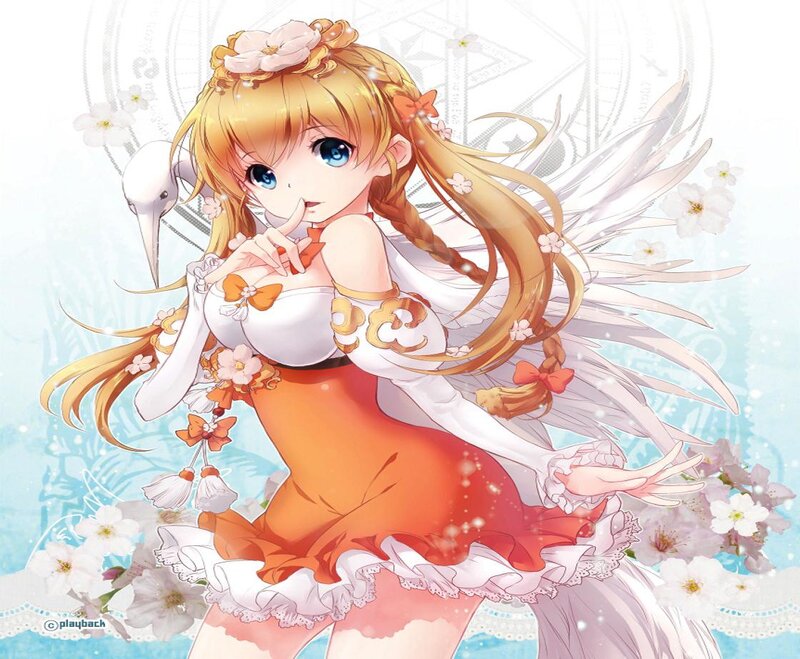 Anime Girl with Wings — White, Serene, Spring