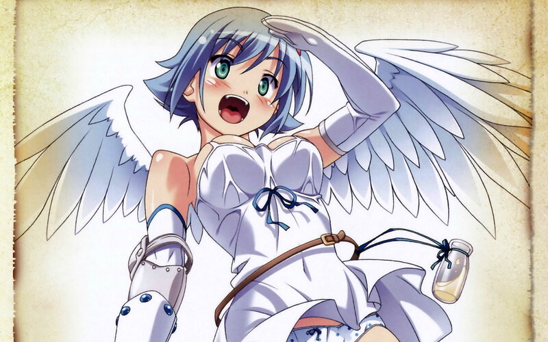 Anime Girl with Wings — White, Surprised