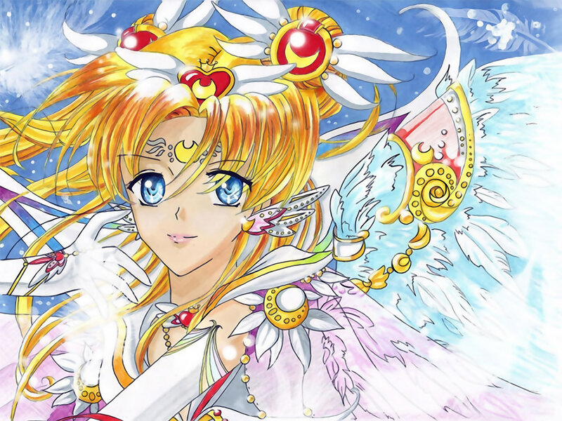 Anime Girl with Wings — Yellow, Dramatic, Manga, Crown