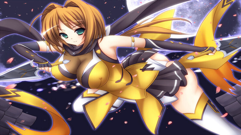 Anime Girl with Wings — Yellow, Dramatic, Night