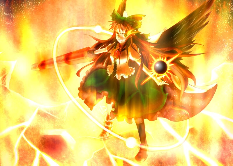 Anime Girl with Wings — Yellow, Dramatic, Sword