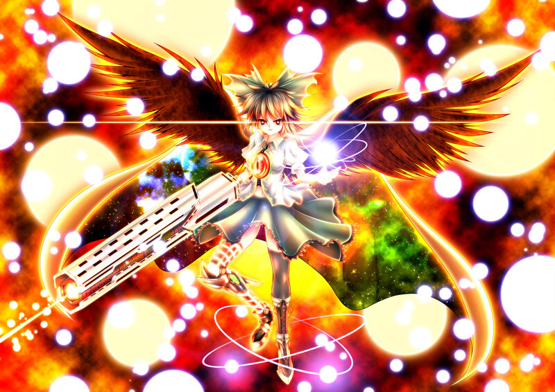 Anime Girl with Wings — Yellow, Dramatic