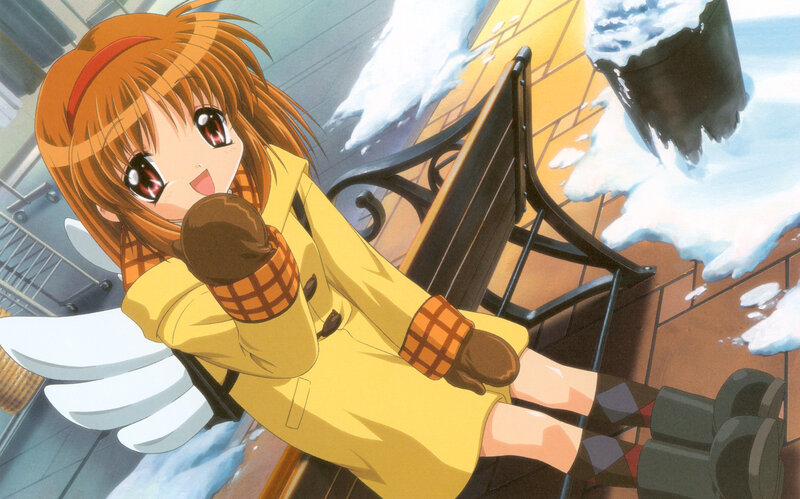 Anime Girl with Wings — Yellow, Playful