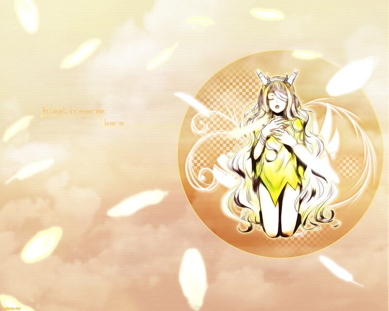 Anime Girl with Wings — Yellow, Serene, Digital Art, Feathers