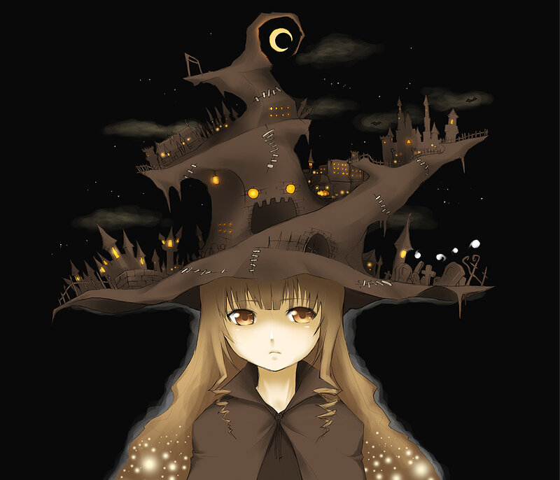 Anime Girl with Witch Hat — Black