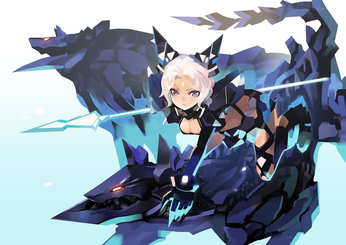 anime girl with wolf armor