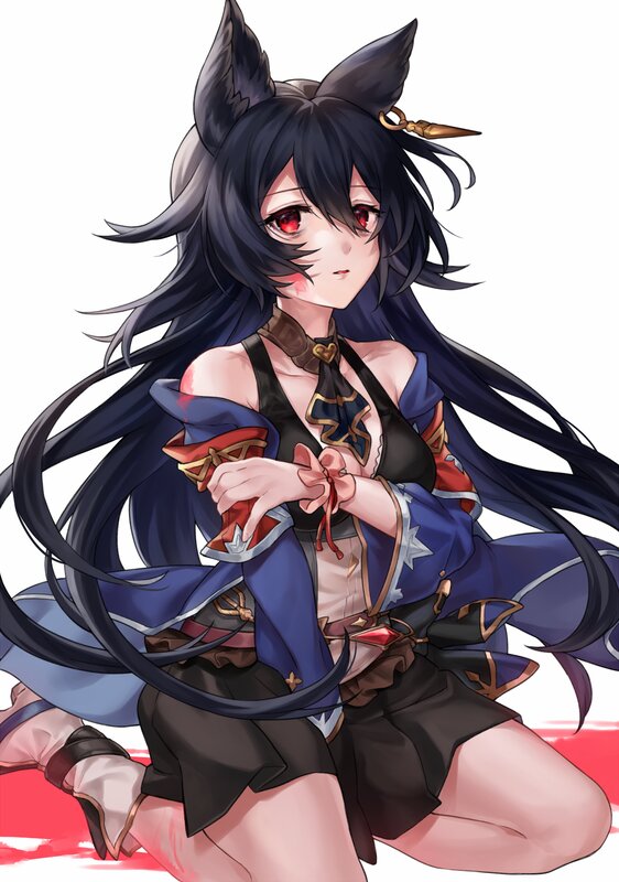 Anime Girl with Wolf Ears — Black, Dramatic