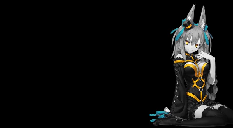 Anime Girl with Wolf Ears — Black