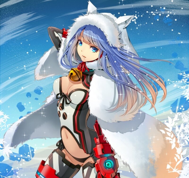 Anime Girl with Wolf Ears — Blue, Cold