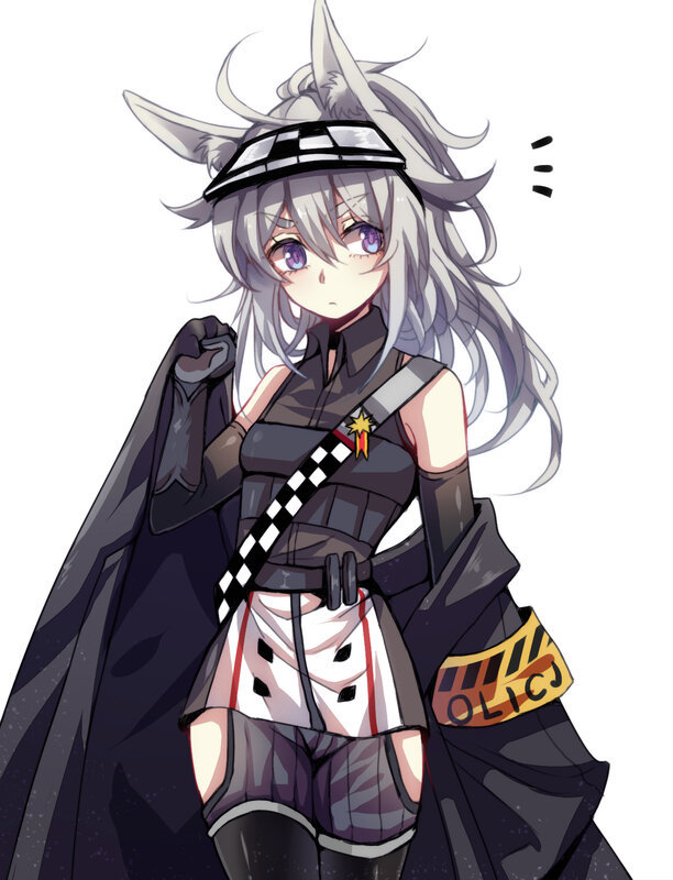 Anime Girl with Wolf Ears — Gray, Neutral