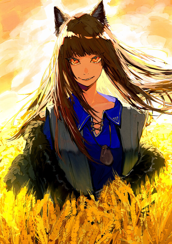 Anime Girl with Wolf Ears — Yellow