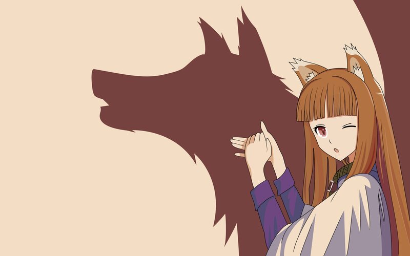 Anime Girl with Wolf Shadow — Brown