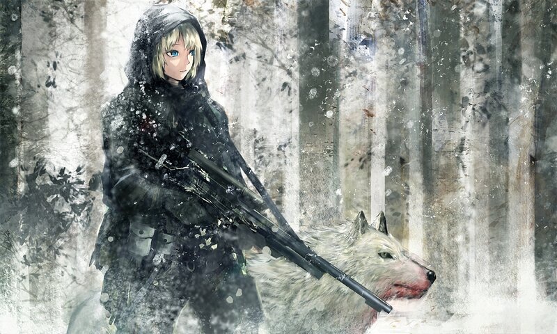 Anime Girl with Wolf