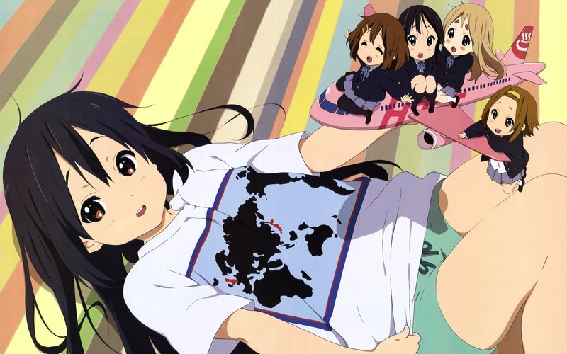 Anime Girl with World Map — White