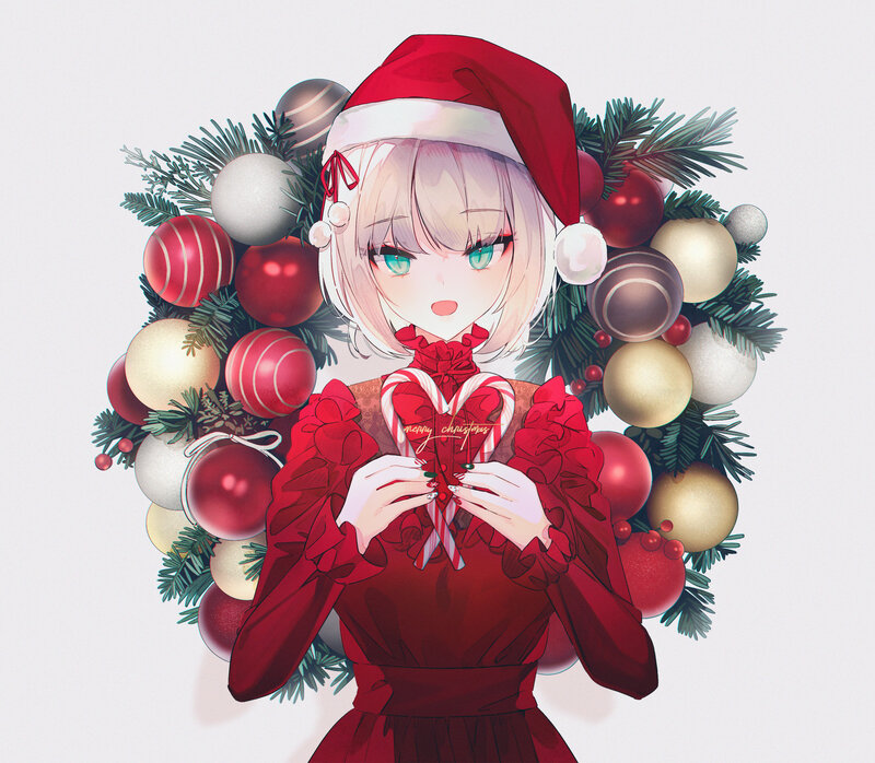 Anime Girl with Wreath — Red