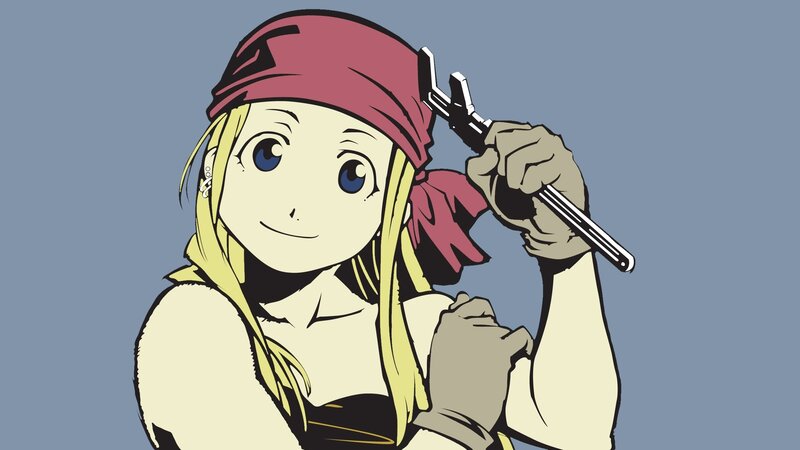 Anime Girl with Wrench — Blue