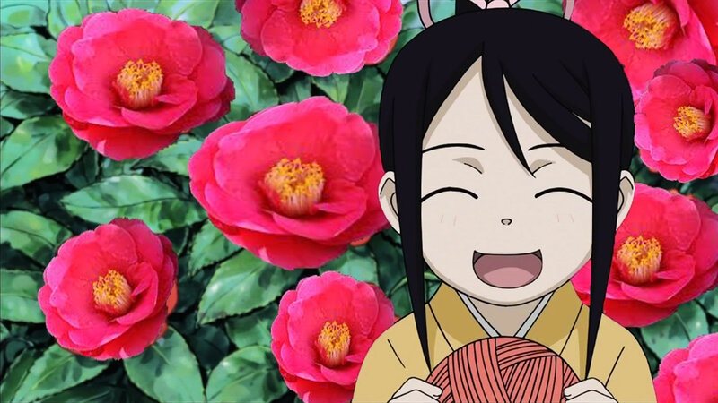 Anime Girl with Yarn — Red