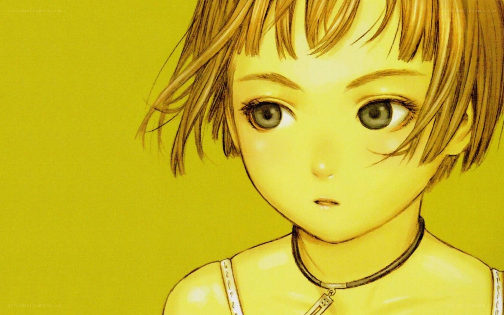 anime girl with yellow background