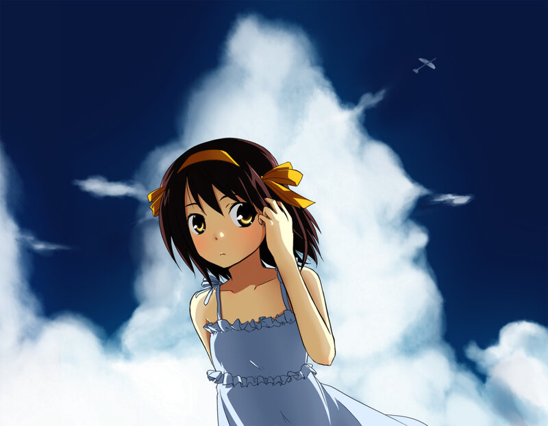 anime girl with yellow bow
