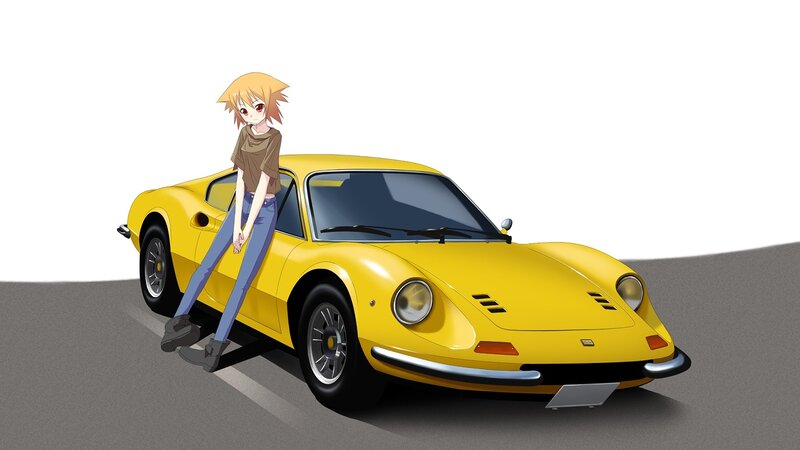 Anime Girl with Yellow Car — Neutral