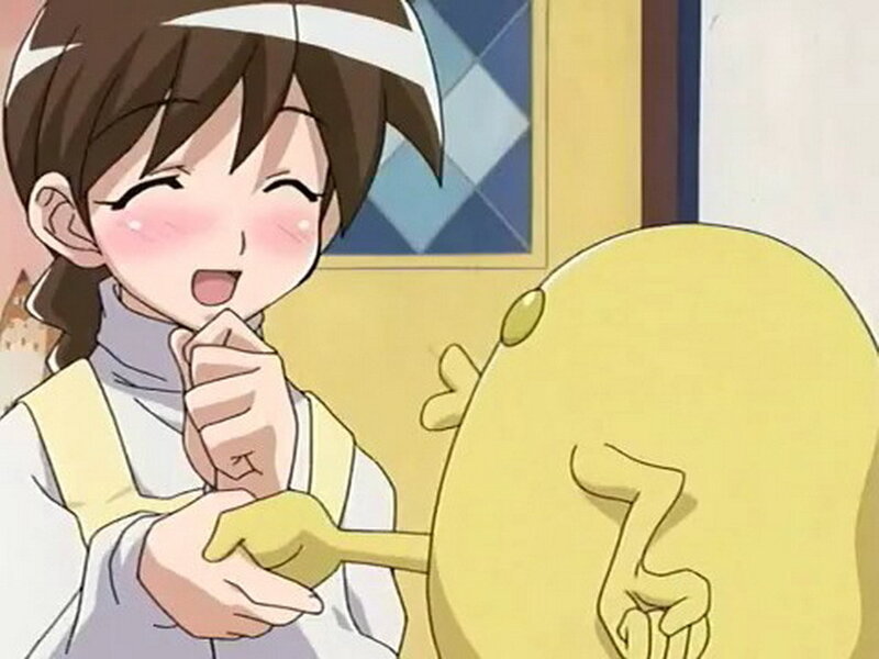 anime girl with yellow creature
