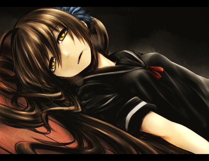 anime girl with yellow eyes
