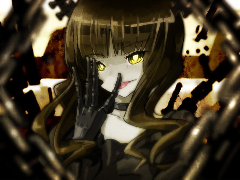 Anime Girl with Yellow Eyes — Black, Dramatic