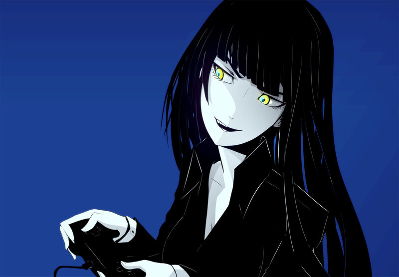 anime girl with yellow eyes