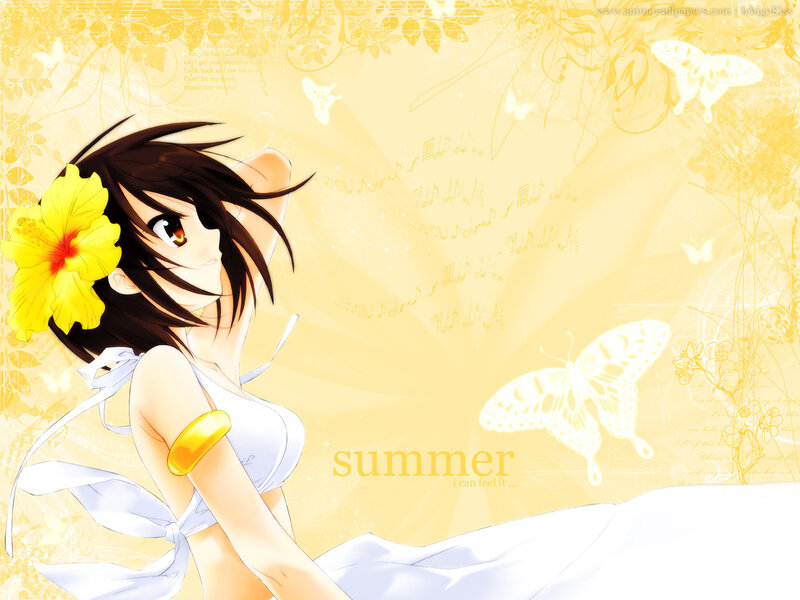 Anime girl with yellow flower