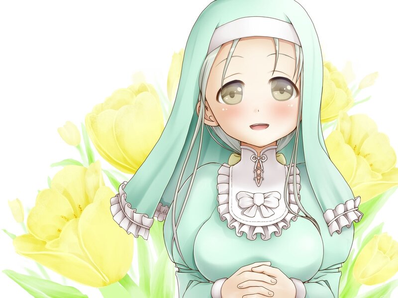 anime girl with yellow flowers