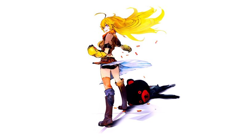 Anime Girl with Yellow Hair — Dramatic, Fallen Figure