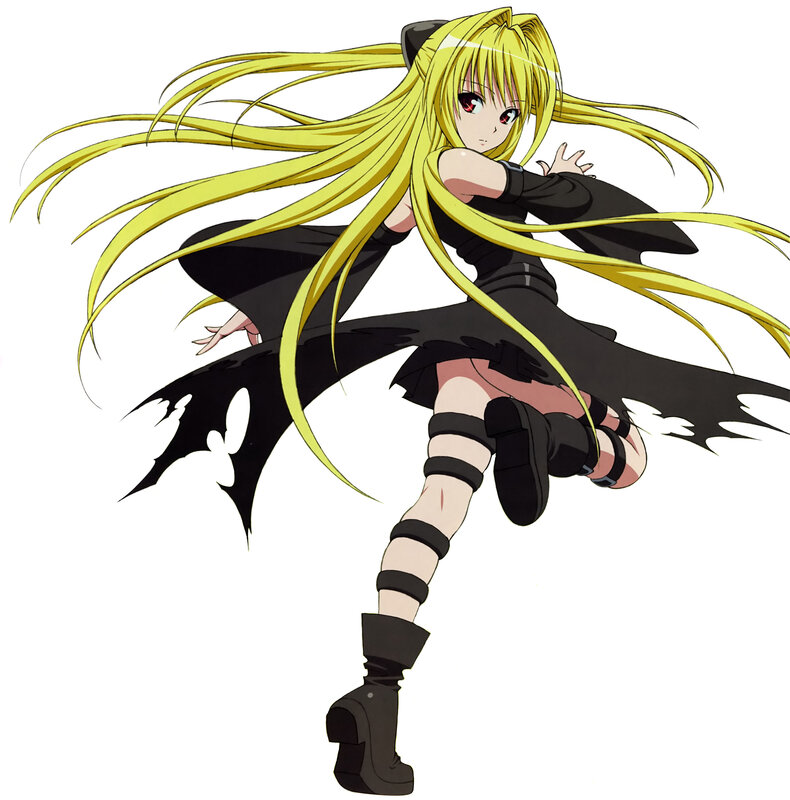 Anime Girl with Yellow Hair — Dynamic, Long Hair