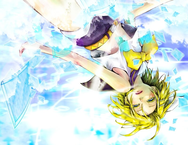 Anime girl with yellow hair in action