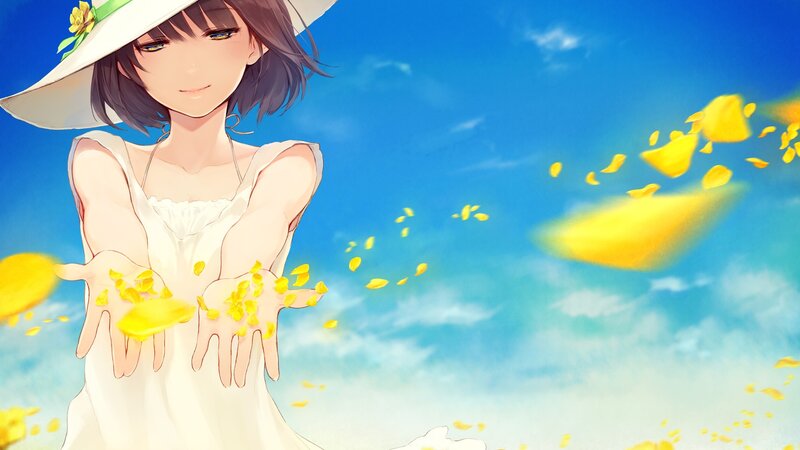 Anime Girl with Yellow Petals